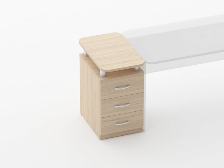 Тумба приставная на 3 ящика с проставками Glassy 3.10.16 Дуб молочный_1