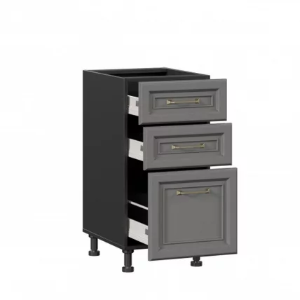 Тумба кухонная 400 с 3 ящиками ЛЮКС (4) Джелатто ЛД 241.880.000.162 Черный Оникс серый_1