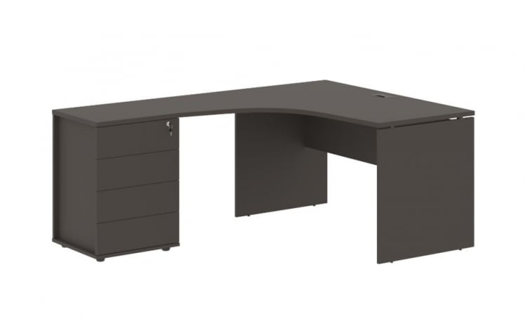 Стол эргономичный с тумбой левый EDIS EDCET 1518 L Мокко_0