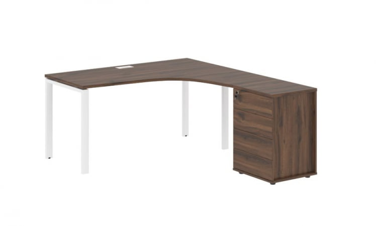 Стол эргономичный с тумбой правый EDIS EUCET 1518 R Дуб Денвер темный Белый_0