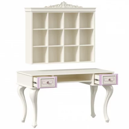 Стол письменный с полкой навесной Маркиза 03 Алебастр_1