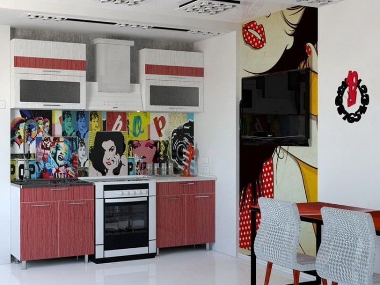 Кухонный гарнитур Легенда-6 Страйп белый/Страйп красный/корпус Белый_1