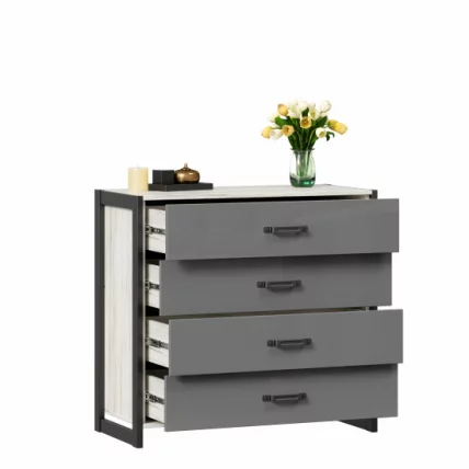 Комод с 4 ящиками Техно ЛД 678.110.000 Дуб Крафт белый Серый шифер_3