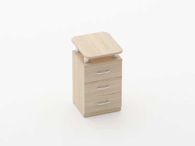 Тумба приставная на 3 ящика с проставками Glassy 3.10.17 Дуб молочный_0