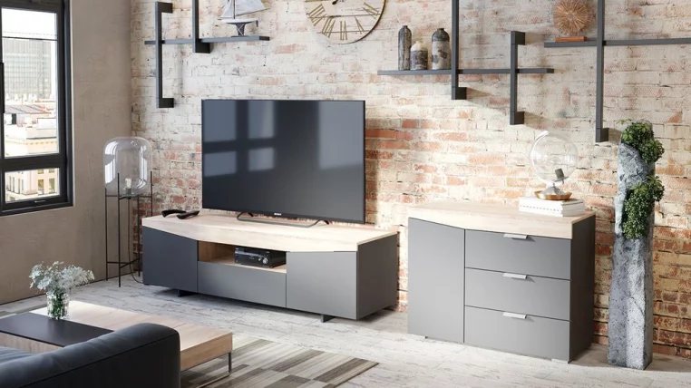 Тумба под телевизор ТВ тип 1 Дуб Сонома/Графит Серый_3