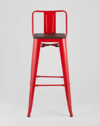 Стул барный Tolix Wood 75.5  со спинкой Красный_2