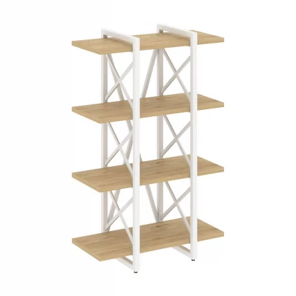 Стеллаж на регулируемых опорах - 4 полки LOFT VR.L-MST.O-4.4V Металл белый Тиквуд светлый_0