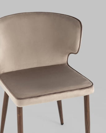 Стул Матео с кантом велюр Шампань ножки дерево_2