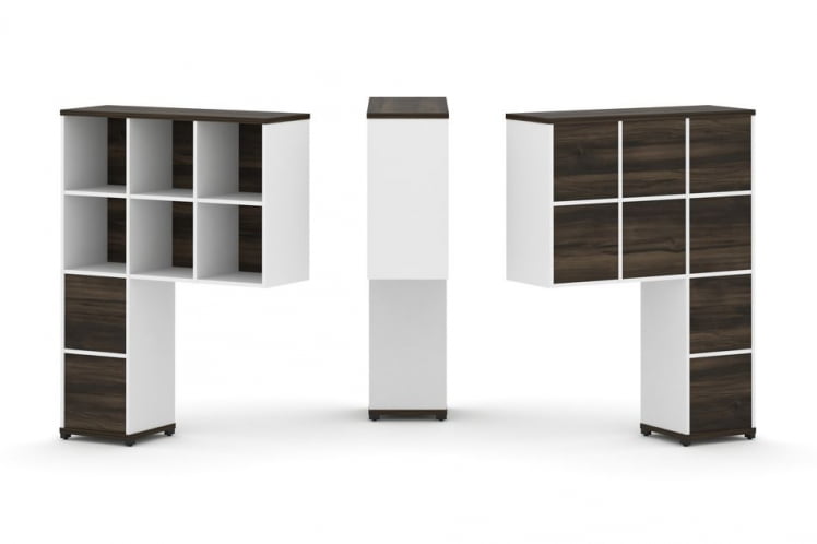 Надставка на стол высокая односторонняя + задняя стенка (8 шт.) + блок с 2-мя ящиками (2 шт.) CONCEPT CN.ONV-005 Дуб Мали Белый бриллиант Черный металл_0