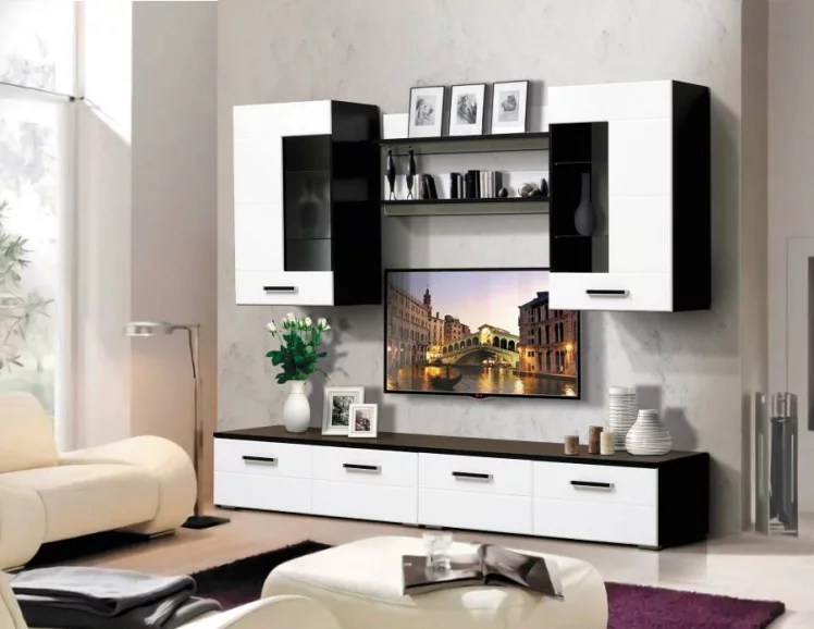 Набор мебели для гостиной Грация 1.7 МДФ глянец Венге/Дуб выбеленный_0