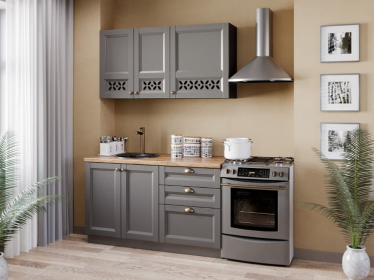 Шкаф кухонный 300 Амели-3 ЛД 299.310.000.022 Черный Оникс серый_2