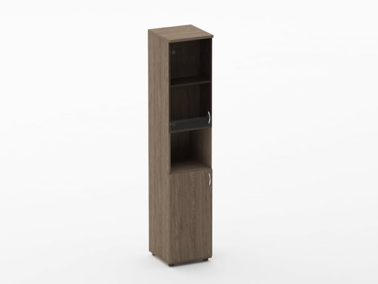 Шкаф высокий со стеклом и нишей Twin 16.16.16Л Дуб Верцаска_0