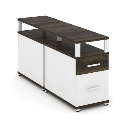 Тумба двухсторонняя опорная приставная с ящиком, распашным фасадом и надставкой CONCEPT CN.DTGP-002 B/W Дуб Мали Белый бриллиант Белый_0