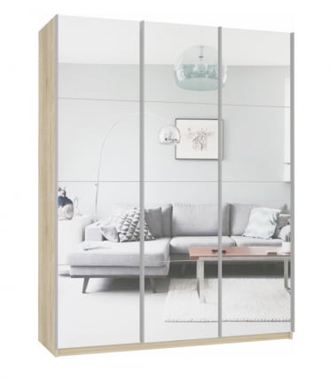 Шкаф-купе трехдверный Прайм 2100 Зеркало/Зеркало/Зеркало Дуб сонома_0