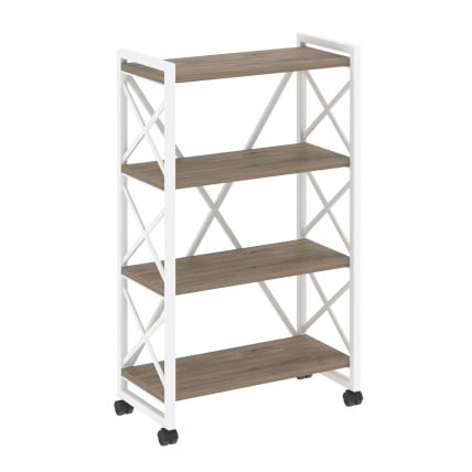 Стеллаж на колесных опорах - 4 полки LOFT  VR.L-MST.K-4.8 Металл белый Тиквуд темный_0