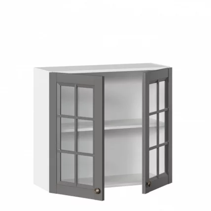 Шкаф кухонный 800 со стеклом Амели-3 ЛД 299.360.000.034 Белый Оникс серый_1