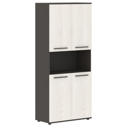 Шкаф с двумя комплектами глухих малых дверей EDIS EHCS 85.4 Ясень Траун Мокко Мокко_0