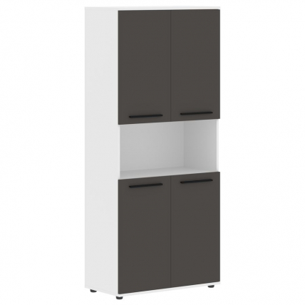 Шкаф с двумя комплектами глухих малых дверей EDIS EHCS 85.4 Мокко Черный Белый_0