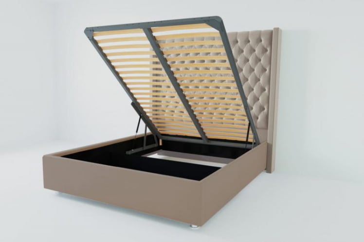 Мягкая интерьерная кровать "Версаль Люкс" с подъемным механизмом Материал фасада: Велюр; Спальное место: 800х2000 мм; Цвет фасада: Серый; Цвет корпуса: Серый _0