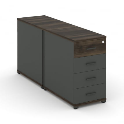 Тумба двухсторонняя опорная приставная с 4-мя ящиками CONCEPT CN.DTGO-002 B/W Дуб Мали Антрацит_0