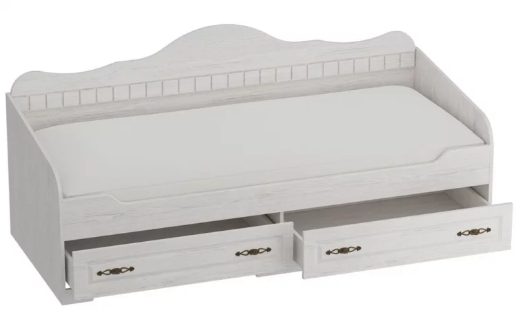 Кровать с ящиками Прованс №8 Бодега белая Патина премиум_1