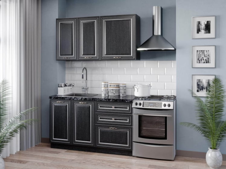 Тумба кухонная 800 с 3 ящиками (4) Италия ЛД 275.166.000 Черный Дуб темный_3