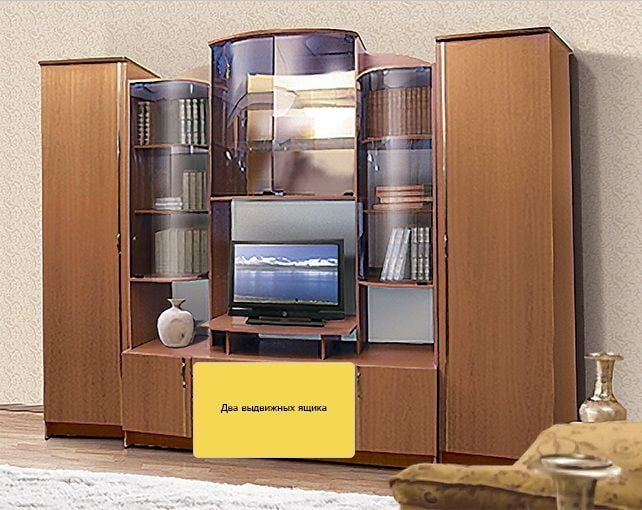 Стенка Александра 6 ЛДСП с молдингом, Вишня Оксфорд_5