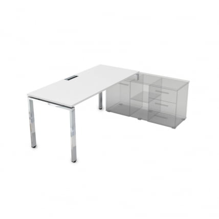 Стол рабочий, прямолинейный три опоры, правый GLOSS LINE НСТП-П.996 Белый Премиум_0
