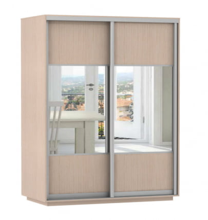 Шкаф-купе двухдверный Экспресс Дуо Комби 1600х2200h Дуб молочный_0