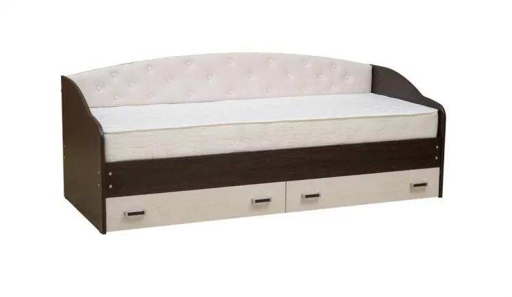 Кровать с мягким элементом Софа №7 800*1900 Ясень Шимо темный/Ясень Шимо светлый/Велюр 729_0