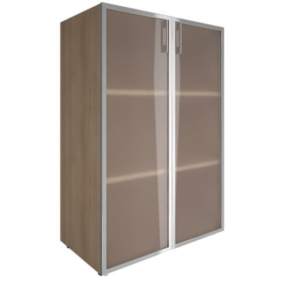 Шкаф книжный средний со стеклом в раме Lacobel без топа YALTALT-ST 2.4R white Снежная Патина_0