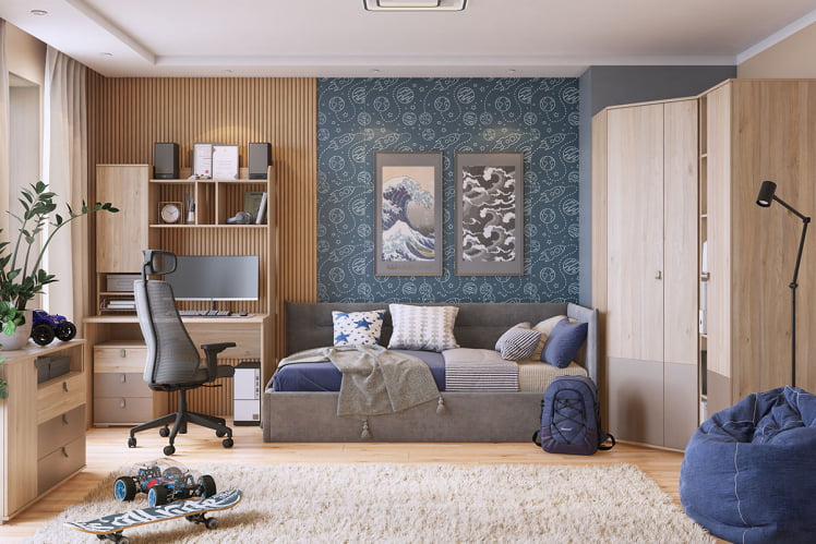 Комплект детской мебели Модерн К123 КД123Модерн дуб мария/бронза/графит (велюр)_0