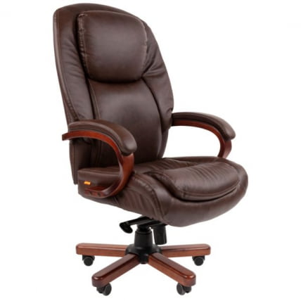Кресло руководителя CHAIRMAN 408 кожа/экокожа, коричневый_0