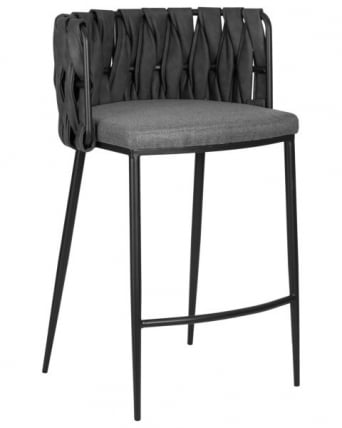 Стул полубарный ДОБРИН АМЕЛИА CОУНТЕР (серая ткань (Ф-48), темно-серый винтажный ПУ (МФ-12)) 4 шт / DOBRIN AMELIA COUNTER (F-48), PU (MF-12))_1