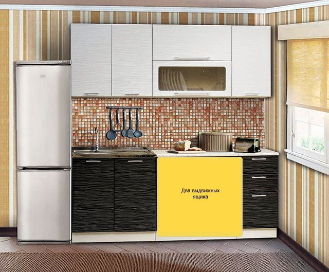 Кухонный гарнитур Диана 7 Страйп белый/Страйп черный_6