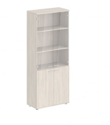 Шкаф высокий четырехдверный со стеклом Sigma SG.811.OL.OL.GL Дуб светлый_0