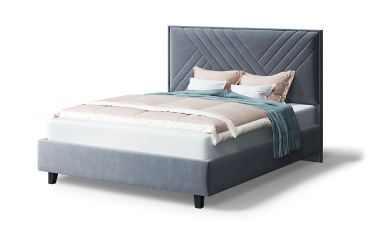 Кровать МИРА 2000*1200мм (на опорах), велюр Бренди лайт 28 (серый), (б/основания, б/матраса)_0