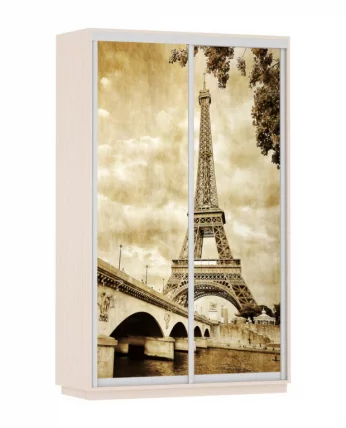 Шкаф-купе двухдверный Экспресс Дуо 1400х2400h Париж/Дуб молочный_0