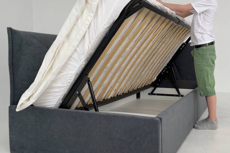 Кровать  0.9 Альба (Тахта) КМ.T-16 графит (велюр)_6