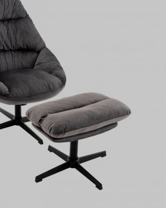 Кресло Оррелл серый с оттоманкой_10