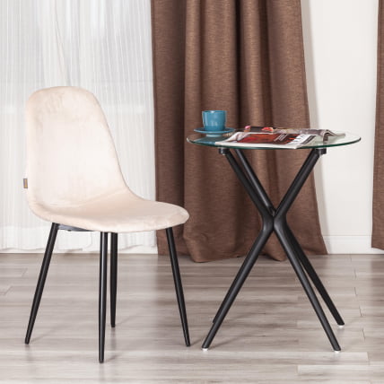 Стул BREEZE (mod. JSC-58) Велюр/металл , 44 х 53 х 86 см, creamy (кремовый) HLR 5 / черный_9