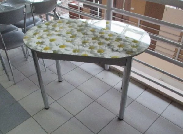 Стол обеденный Универсальный фп Ромашкм Д006 ЛДСП серый_0