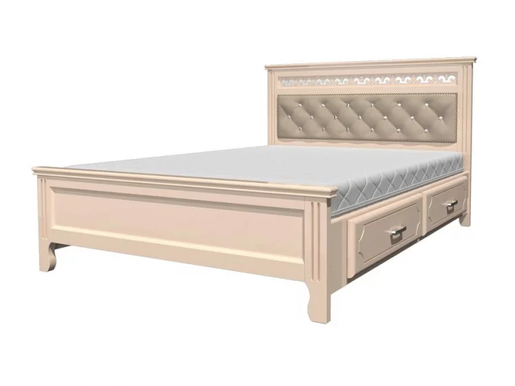 Кровать Грация 200х160 с выкатными ящиками Слоновая кость_0