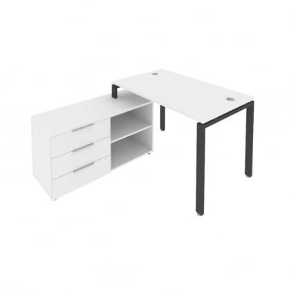 Рабочая станция на П-образном м/к с опорной тумбой левая Metal System Б.РС-СТС-2.2 Л Белый/Антрацит_0
