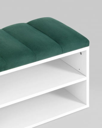 Обувница Хольст белая велюр Зеленый_2