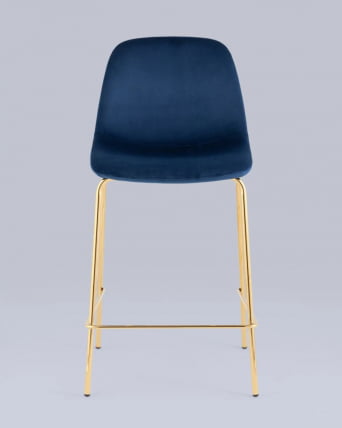 Стул полубарный Валенсия SN велюр Синий золотые ножки_7