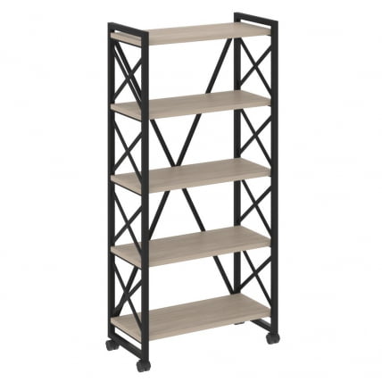 Стеллаж на колесных опорах - 5 полок LOFT VR.L-MST.K-5.8 Металл черный Дуб Аттик_0