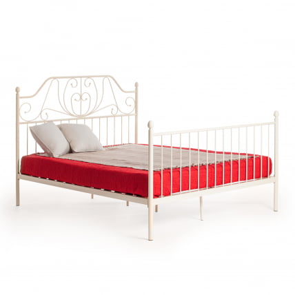 Кровать ERIC Wood slat base металл, 160*200 см (Queen bed), Белый (butter white)_0