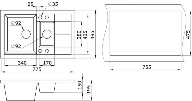 Кухонная мойка GRANULA 7802 Антик_2