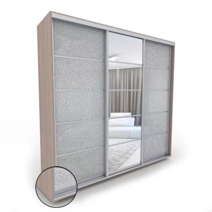 Шкаф-купе 3-х дверный Акцент-Квадро КЛ 2100х600 Шимо светлый/хром_0